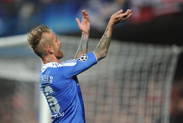 Raul Meireles of Chelsea celebrates his goal during the UEFA Champions League Quarter Final 2nd leg match between Chelsea and Benfica at Stamford Bridge in London, United Kingdom. Photo: Visionhaus/Ben Radford (Photo by Ben Radford/Corbis via Getty Images)